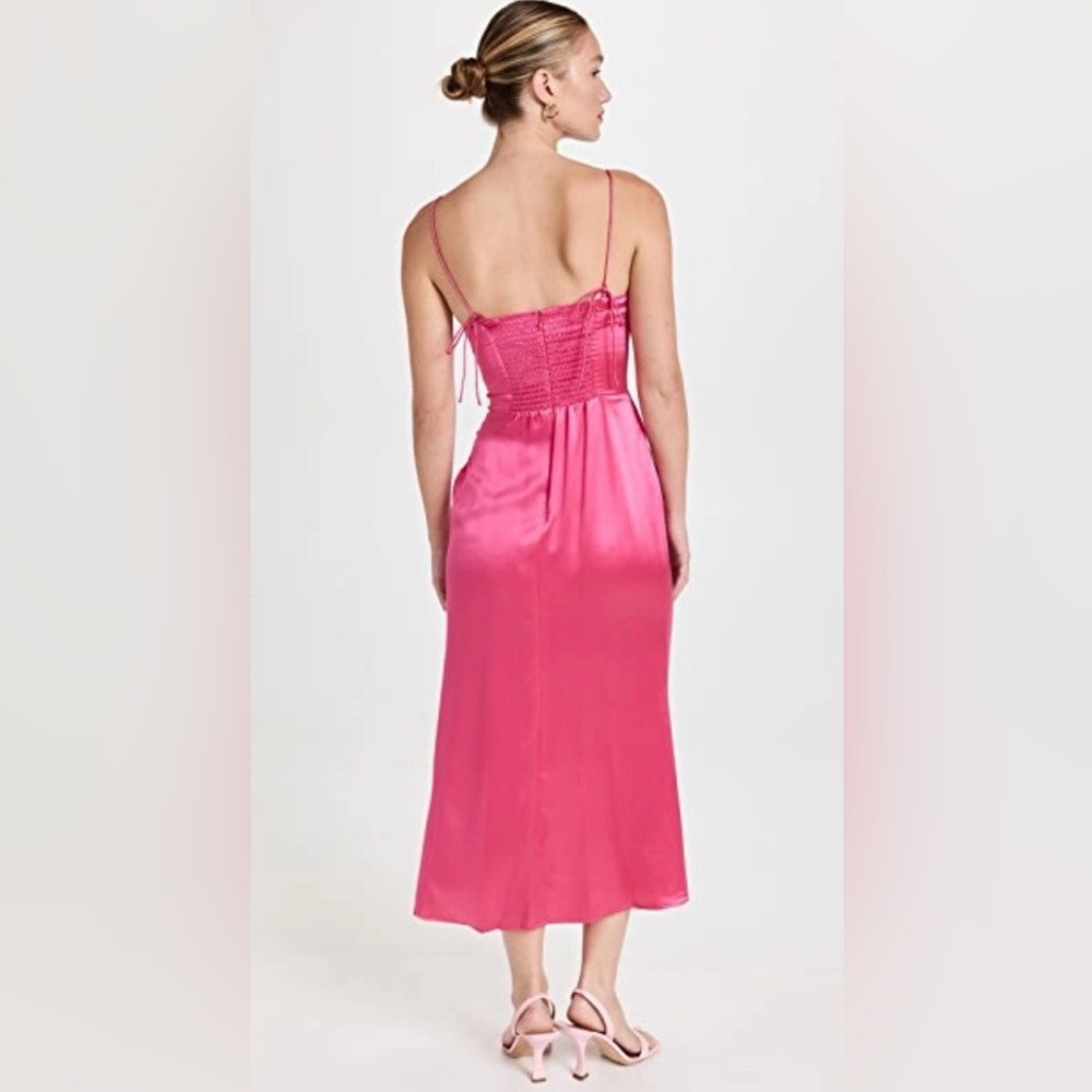 NWT REFORMATION Marguerite Silk Dress Size 18 Color Pink Flambe - Picture 5 of 11